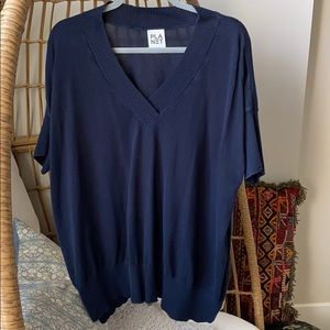 PLANET by Lauren G V Neck 3/4 Sleeve Cotton Tunic